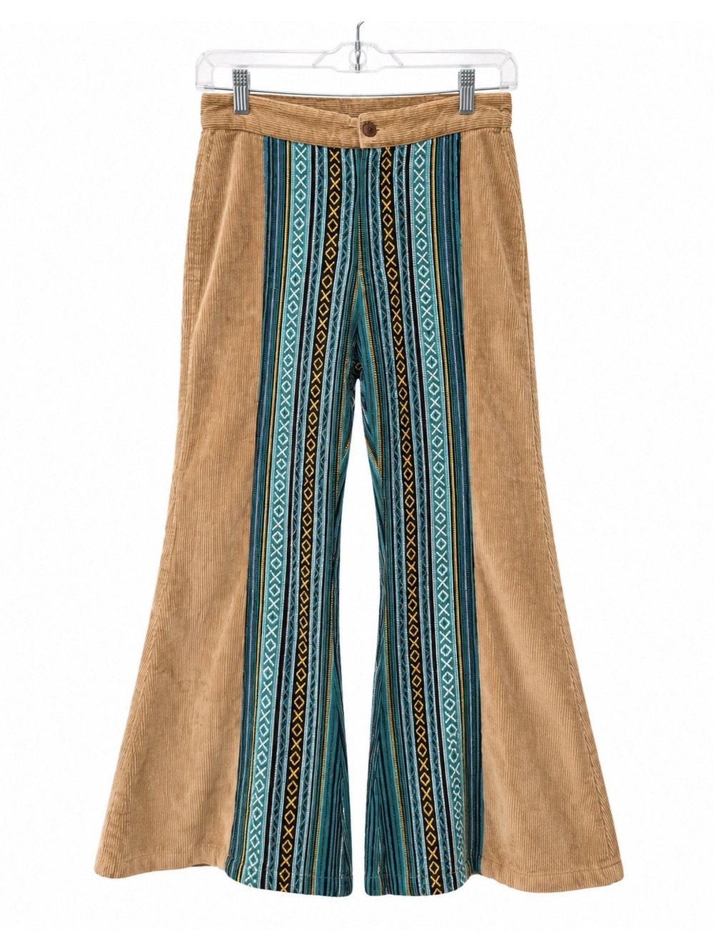 Gypsy Rose Pants Flare Wide Leg Hippie Bellbottoms Cords Medium Cotton